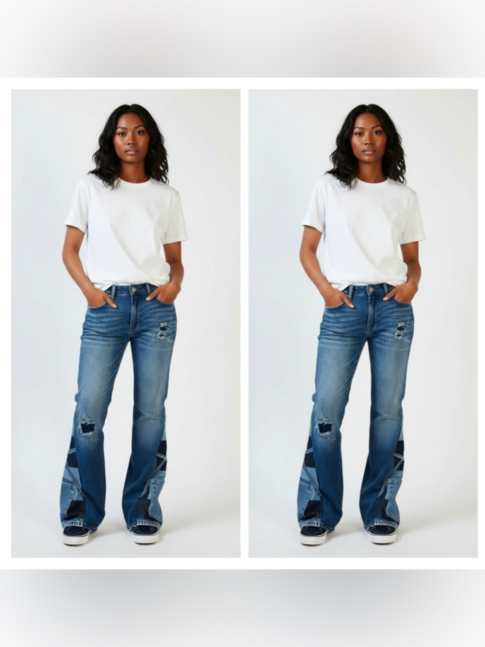 UPCYCLED Distressed Women’s Flare Jeans Bootcut Jeans - Picture 4 of 4